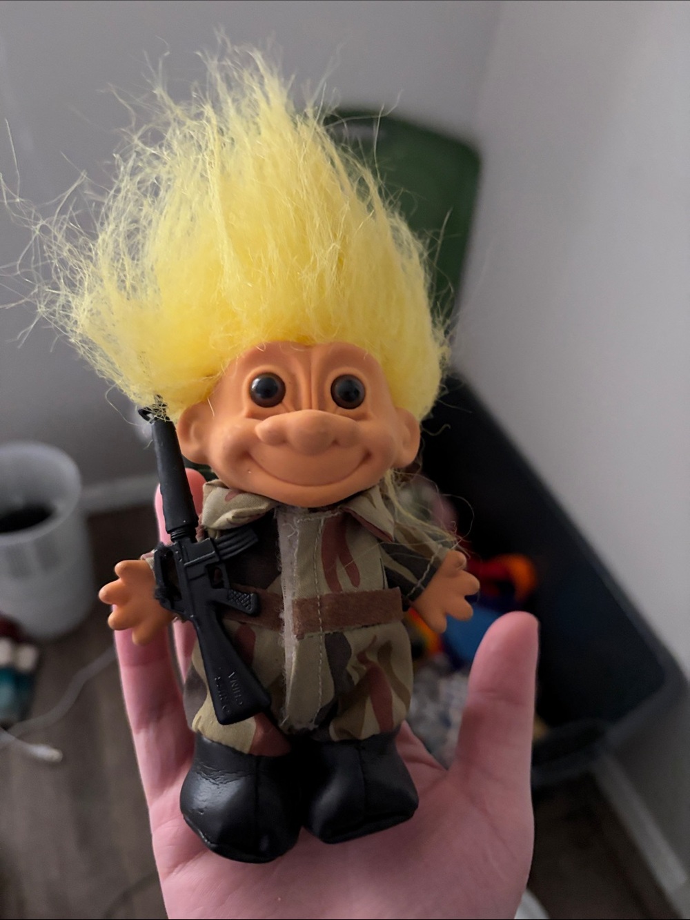 Yellow-Haired Kids Troll Doll in Camouflage Outfit